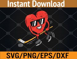 Heart Playing Ice Hockey Valentines Day Love Sports Boys Kid  Svg, Eps, Png, Dxf, Digital Download