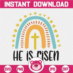 Happy Easter SVG, Easter Rainbow SVG, He is Risen SVG, Digital Download/Cricut, Silhouette