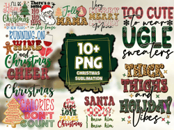10 Files Christmas Sublimation Bundle, Christmas Png, Xmas Png, Christmas Cut Files