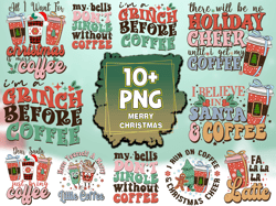 10 Files Merry Christmas Sublimation Bundle, Christmas Png, Coffee Png, Christmas Coffee