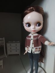Cute  jacket for Blythe, knitted clothes for blythe
