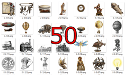 Set of digital elements for scrapbooking - Steampunk, 50 PNG elements -2