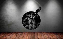 Scandinavian Mythology, Wolf And Raven, Wolf And Raven Of Odin, Wall Sticker Vinyl Decal Mural Art Decor