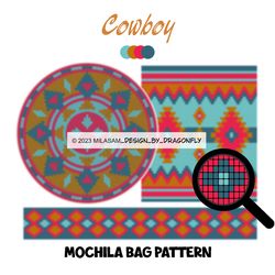 PATTERN: Tapestry crochet bag / wayuu mochila bag / Cowboy 3