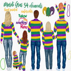 Mardi Gras clipart: "PEOPLE CLIPART" Family clipart Mardi Gras parad Beads clipart Mardi Gras King People with kids Moth