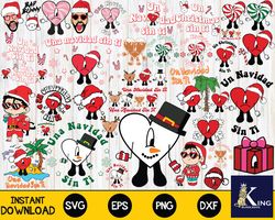 160 file Christmas Bad Bunny Svg, Xmas 20222 Bad Bunny digital designs, dxf svg eps png, for Cricut, Silhouette, digital