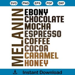 Melanin SVG Ebony Chocolate Mocha Espresso Coffee Cocoa Caramel SVG Files