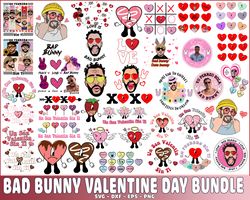 Bad Bunny Valentine day bundle SVG, Bad Bunny Conversation Hearts , Valentine day SVG bundle , Silhouette, Digital