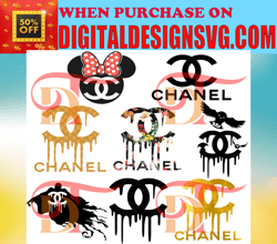 Logo Chanel Bundle Svg, Fashion Brand Svg, Silhouette Svg Files