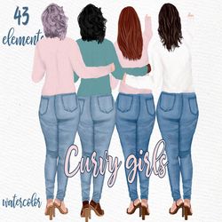 Plus size girls clipart: "CURVY GIRLS CLIPART" Best Friends Fashion girls Planner Girls Customizable clipart Custom best