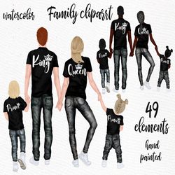 Family clipart: "FAMILY FIGURES CLIPART" Dad Mom Children Watercolor people Family People Siblings clipart Family Mug Pa