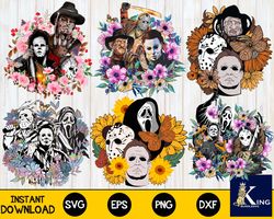 bundle horror Floral SVG DXF EPS PNG , halloween Floral svg cricut, for Cricut, Silhouette, digital, file cut