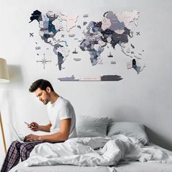 World Map Wall Art, Housewarming Gift for Home, 2D World Map, Wall Decor, Unique Travel World Map by Enjoy The Wood