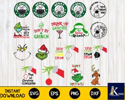 20 file Grinch svg eps png, Grinch Bundle Christmas svg, for Cricut, Silhouette, digital, file cut