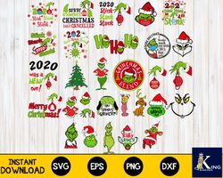 Grinch Bundle Christmas svg, 25 file Grinch svg eps png, for Cricut, Silhouette, digital, file cut