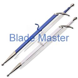 Pair of LOTR Glamdring Swords: Gandalf's Iconic Blue & White Foe-Hammer and Beater with Scabbards