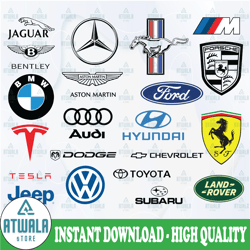 Cars Brands Logo Bundle, Cars Logo SVG , Brand Logo Cricut, Silhouette, Cut File, Tesla Vector, Jeep Svg, Ferrari Svg, D