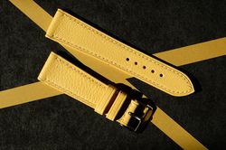 Yellow watch band. Handmade luxury watch accessory.  Gift for her.