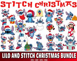 Lilo and Stitch christmas SVG , Lilo and Stitch christmas bundle svg eps png, for Cricut, Silhouette, digital, file cut