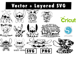Stitch  SVG & PNG files for cricut machine , anime svg , manga svg , Goku svg