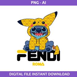 Stitch And Pikachu Fendi Roma Png, Fendi Brand Logo Png, Stitch And Pikachu Png, Fashion Brand Png, Ai Digital File