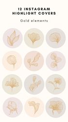 12 flowers botanical instagram story icons. Aesthetic highlight instagram. Instagram highlight. Digital download