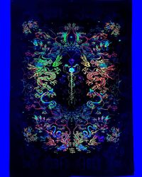 Art "Dragon Tales" Blacklight tapestry Wall decor Fairy art prints UV Decor Dragon Art Mystical Painting Trippy poster