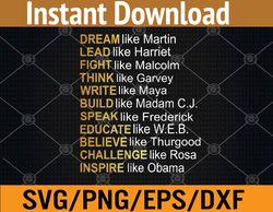 Dream Like Martin Lead Like Harriet Black History Month Svg, Eps, Png, Dxf, Digital Download