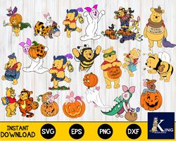 pooh halloween bundle svg dxf eps png, bundle halloween svg ,cricut, for Cricut, Silhouette, digital, file cut