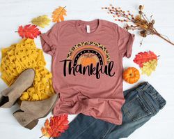 Thankful Rainbow Pumpkin Shirt,Thanksgiving Vacation Shirt,Family Thanksgiving Shirt, Thanksgiving Food Shirt,Thanksgivi