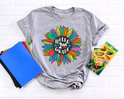 Hello 2nd Grade Sunflower Shirts,Teach Love Inspire,Back To School Shirt,First Grade Teacher Tee,Teacher Appreciation Te