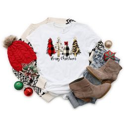 Buffalo Plaid Christmas T-shirt,Merry Christmas Shirt,Christmas Leopard, Christmas Family Shirt,Christmas Gift, Holiday