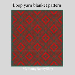 Loop yarn Criss Cross Mosaic blanket/mat pattern PDF