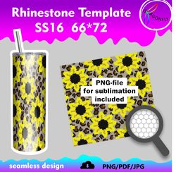 Sunflowers Rhinestone Tumbler Template 30OZ /SS16-4mm - 56