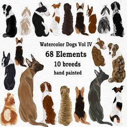 Dog Clipart: "WATERCOLOR DOGS" Dog breeds Pet clipart Puppies clipart Dog for mug Dog graphics Dog Bundle Dog Illustrati