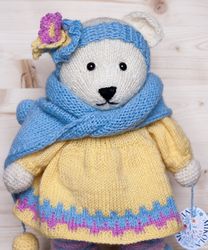 handmade crochet toy for babies/ teddy bear/ organic toys/ stuffed woolen bear/ amigurumi bear for baby/ safe toy/ dolls