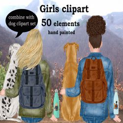 Girls clipart: "BEST FRIEND CLIPART" Planner Girl Mug Designs Forest Landscape Besties clipart Backpack clipart Hairstyl
