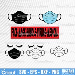 Face Surgical Mask SVG Bundle, Quarantine Mask svg, Medical mask svg,Face Mask Clipart DXF cut files T-svg  ,