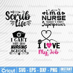 Nurse Life SVG, Scrubs, Superpower, Stethoscope, Cricut digital file, sticker