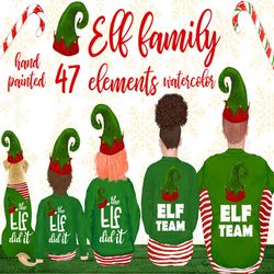 Christmas family clipart: "FAMILY CLIPART" Elf clipart Santa little helper Family Christmas Parents and Kids Dog clipart