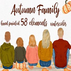 Autumn clipart: "FAMILY CLIPART" Autumn Family Custom Family Family illustrations Thanksgiving clipart Father Mother Kid
