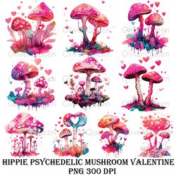 Hippie Psychedelic Mushroom Valentine Art, Hippie Psychedelic Mushroom PNG, Mushroom PNG