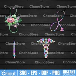 Stethoscope, Syringe,  Sublimation Download, Nursing PNG, RN digital download, Nurse Shirt, Essential, Floral Watercolor