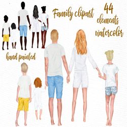 Family clipart: "FAMILY FIGURES CLIPART" Infant baby Dad Mom Children Watercolor people Summer clipart Mothers day Famil