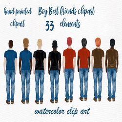 Male Clipart: "MEN FIGURES CLIPART" Watercolor clipart Boy hairstyle Fathers day clipart Planner Clipart Boy Best friend