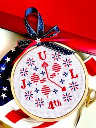 TIME TO CELEBRATE Cross stitch pattern PDF by CrossStitchingForFun, Instant Download,  USA INDEPENDENCE DAY Cross stitch