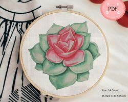 Watercolor Succulent Cross Stitch Pattern,Pdf ,Instant Download , Plant X Stitch Chart,Colorful Flower,Full Coverage