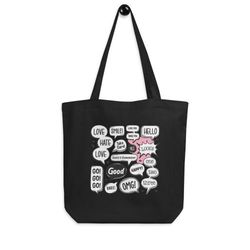 Canvas Shopping Tote Bag - Printed Words  (comic Phrases)