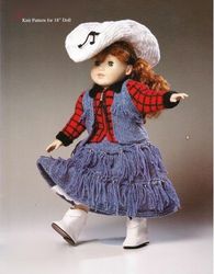 Dolls clothes Vintage knitting pattern -cowgirl knitting pattern for 18 inch doll instant download PDF