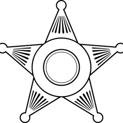Blank Police Sheriff's Badge Version 7Black white vector outline or line art file for cnc laser cutting, wood, metal eng